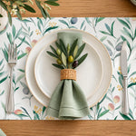 Davanti by Frieling Casa Rectangular Vinyl Placemat, 17" x 13", Watercolor Olive Branch Print – Easy-Clean Table Mat for Dining & Kitchen