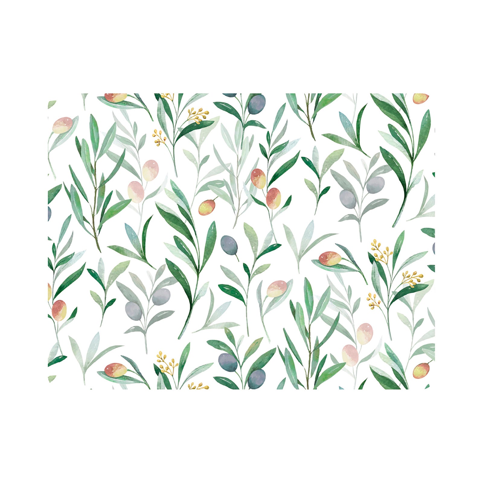 Davanti by Frieling Casa Rectangular Vinyl Placemat, 17" x 13", Watercolor Olive Branch Print – Easy-Clean Table Mat for Dining & Kitchen