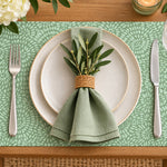Davanti by Frieling Casa Rectangular Vinyl Placemat, 17" x 13", Sage Green Petal Print – Easy-Clean Table Mat for Dining & Kitchen