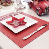 Davanti by Frieling Classic Luxe Placemats Set of 6, Rectangular 16.5 x 12.5 Inch Indoor Outdoor Table Placemats, Ruby Red