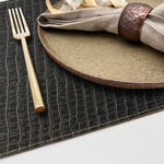 Davanti by Frieling Crocodile Placemats Set of 6, Rectangular 16.5 x 12.5 Inch Indoor Outdoor Table Placemats – Black