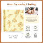 Bee's Wrap Cut-to-Size Beeswax Wrap Roll, Honeycomb