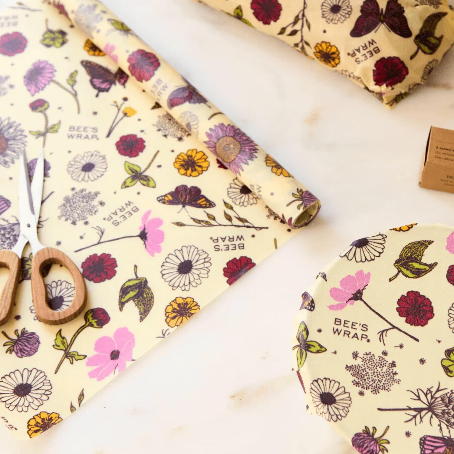 Bee's Wrap Cut-to-Size Beeswax Wrap Roll, Meadow Magic