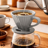 Chantal 8 ounce Lotus Ceramic Pour Over Coffee Filter, Fade Gray