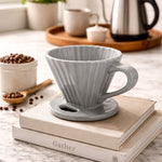 Chantal 8 ounce Lotus Ceramic Pour Over Coffee Filter, Fade Gray