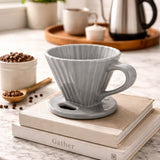 Chantal 8 ounce Lotus Ceramic Pour Over Coffee Filter, Fade Gray