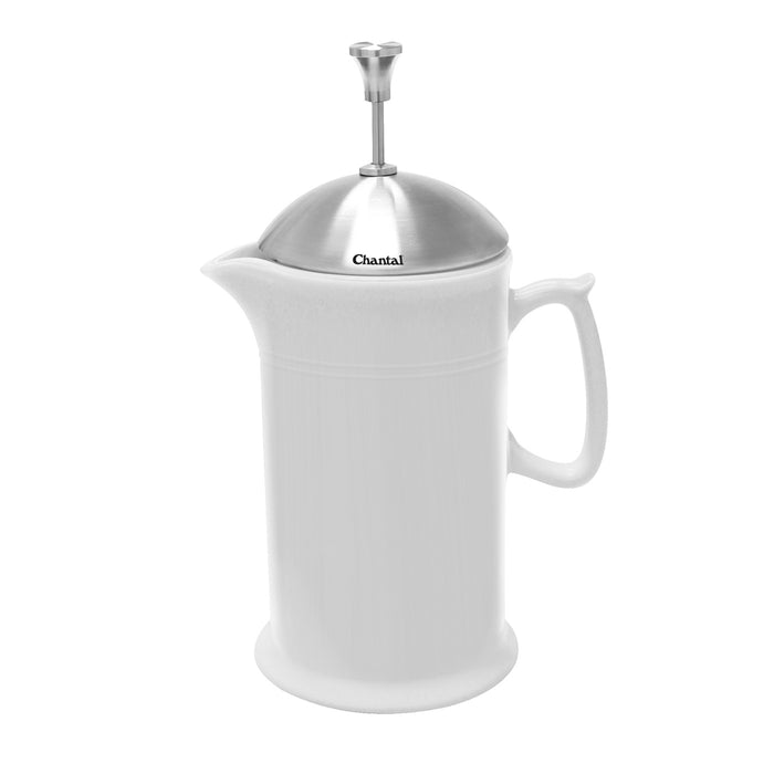 Chantal 28 ounce Ceramic French Press with Stainless Plunger, White