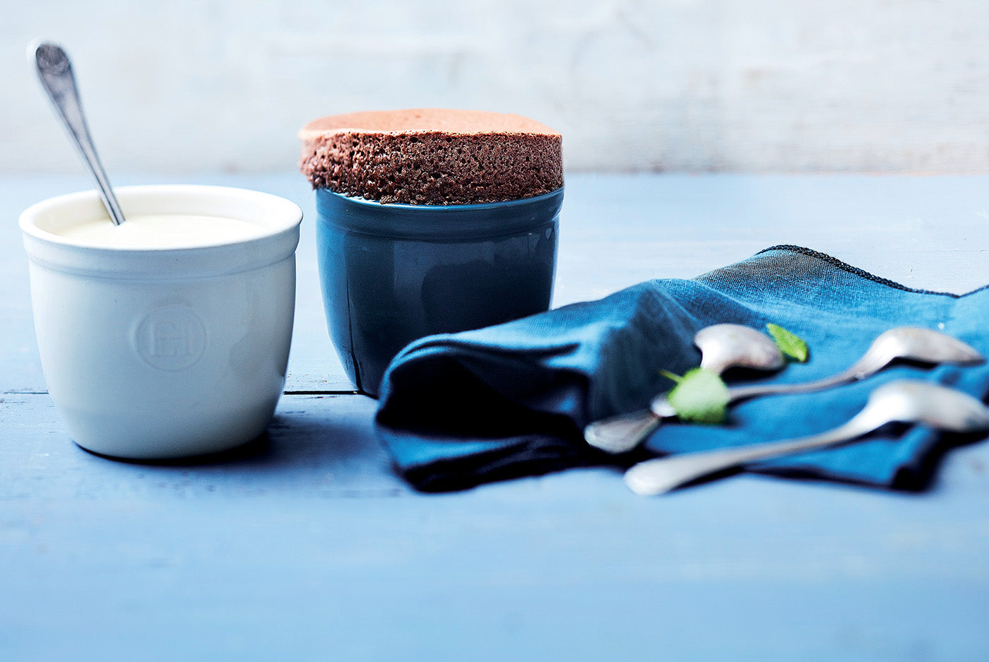 Emile Henry Made in France 6.75 oz Ramekin, Set of 2, 3.25" by 2.75", Blue Flame