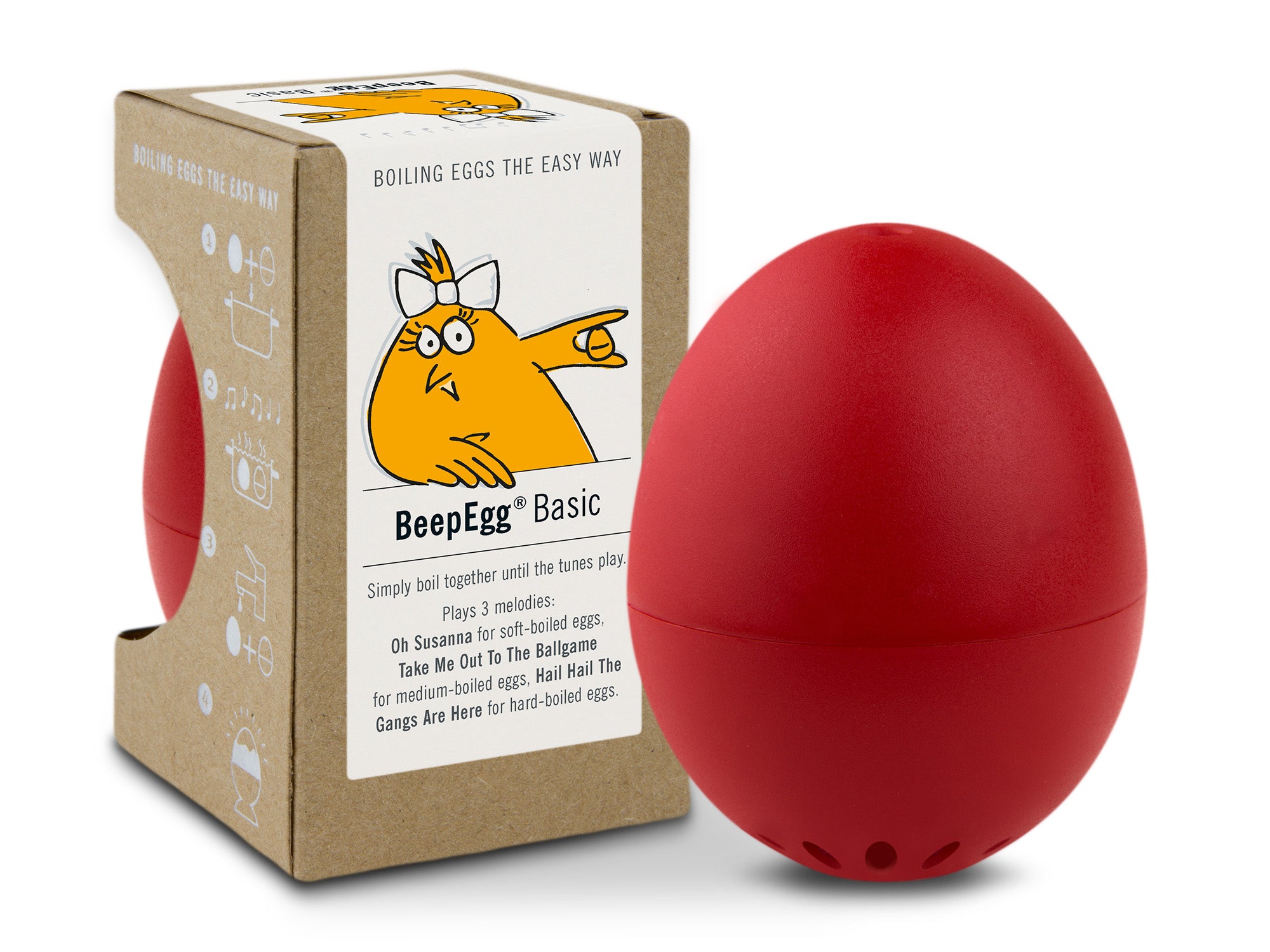 Brainstream BeepEgg Singing and Floating Egg Timer for Boiled Eggs, Red