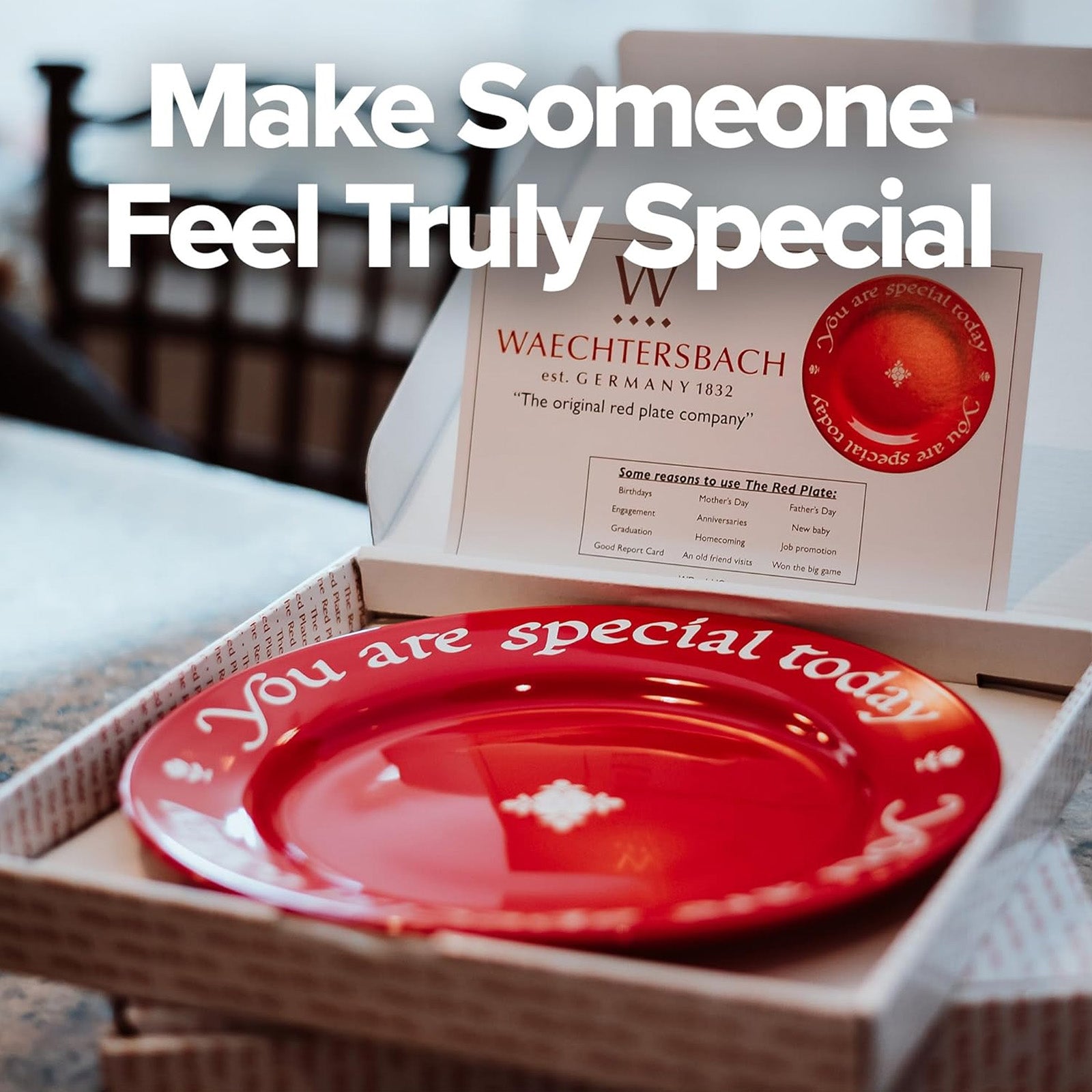 Waechtersbach You Are Special Today Red Plate, 10.63-Inch Decorative Chinaware Celebration Dish