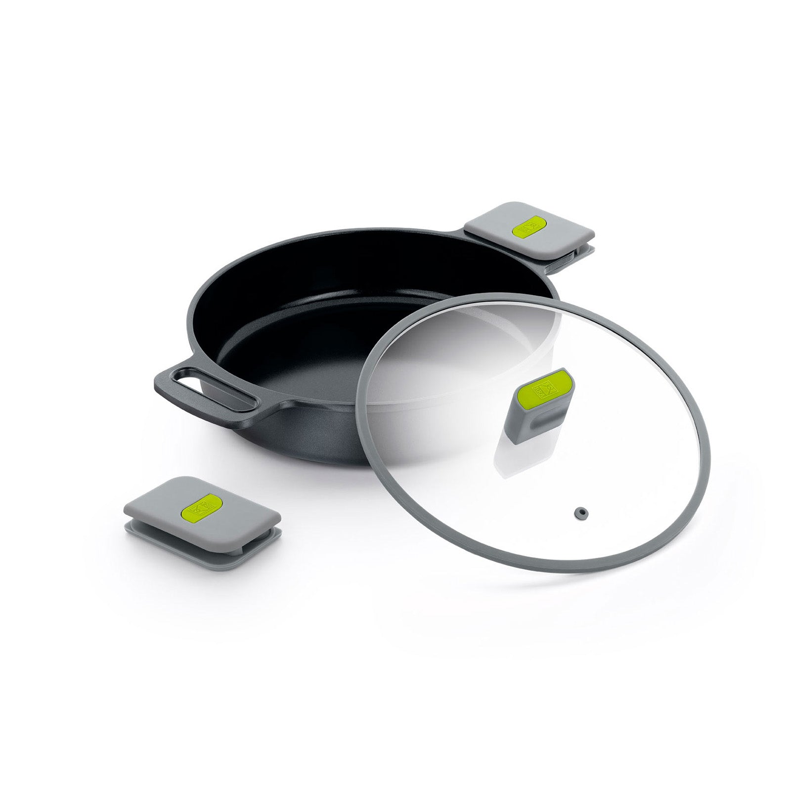 BRA Cookware Life Ceramic Nonstick Sauté Pan w/Glass Lid, 12.5 Inch, 5.3 Quart