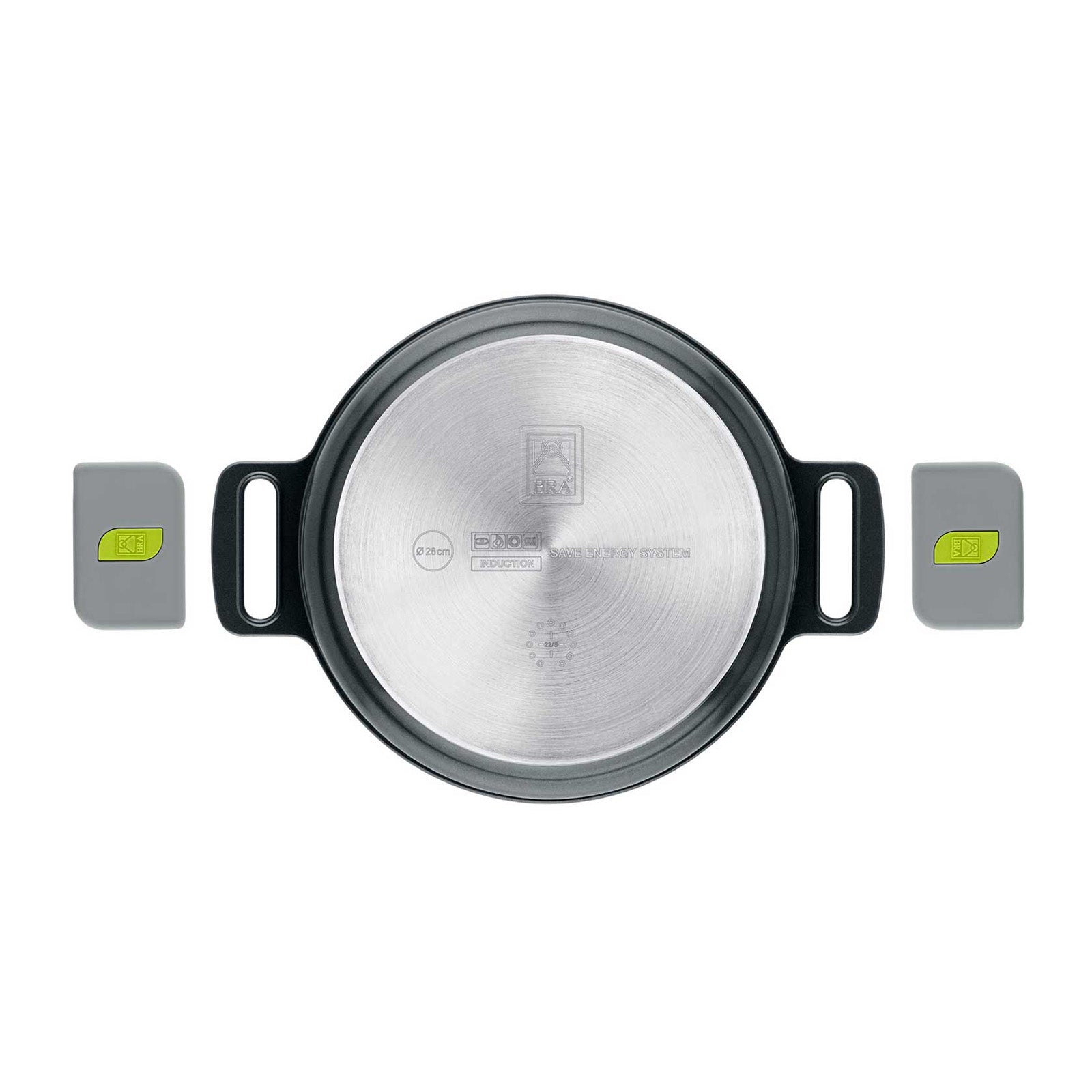 BRA Cookware Life Ceramic Nonstick Sauté Pan w/Glass Lid, 12.5 Inch, 5.3 Quart