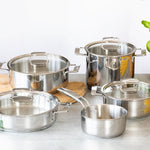 BRA Cookware Signature Stainless Steel Stock Pot w/Glass Lid, 9.5-Inch, 4-Quart