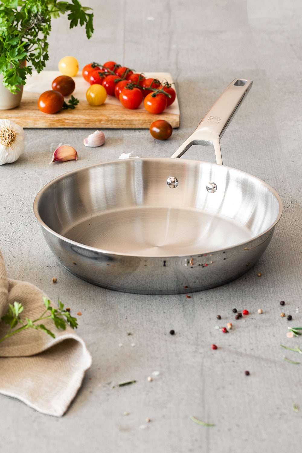 BRA Cookware Signature Stainless Steel Professional Frypan, 10.2-Inch