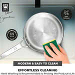 BRA Cookware Signature Stainless Steel Professional Deep High Side Frypan, 8-Inch