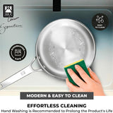 BRA Cookware Signature Stainless Steel Professional Deep High Side Frypan, 9.5-Inch