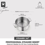 BRA Cookware Signature Stainless Steel Steamer, 9.5 inches, 4-Quart