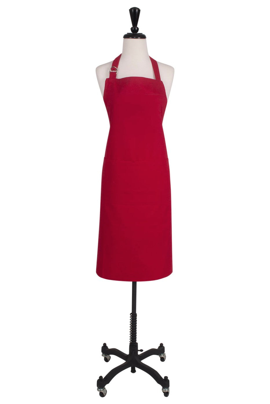 KAF Home 100% Cotton Washable Solid D-Ring Apron, Cherry