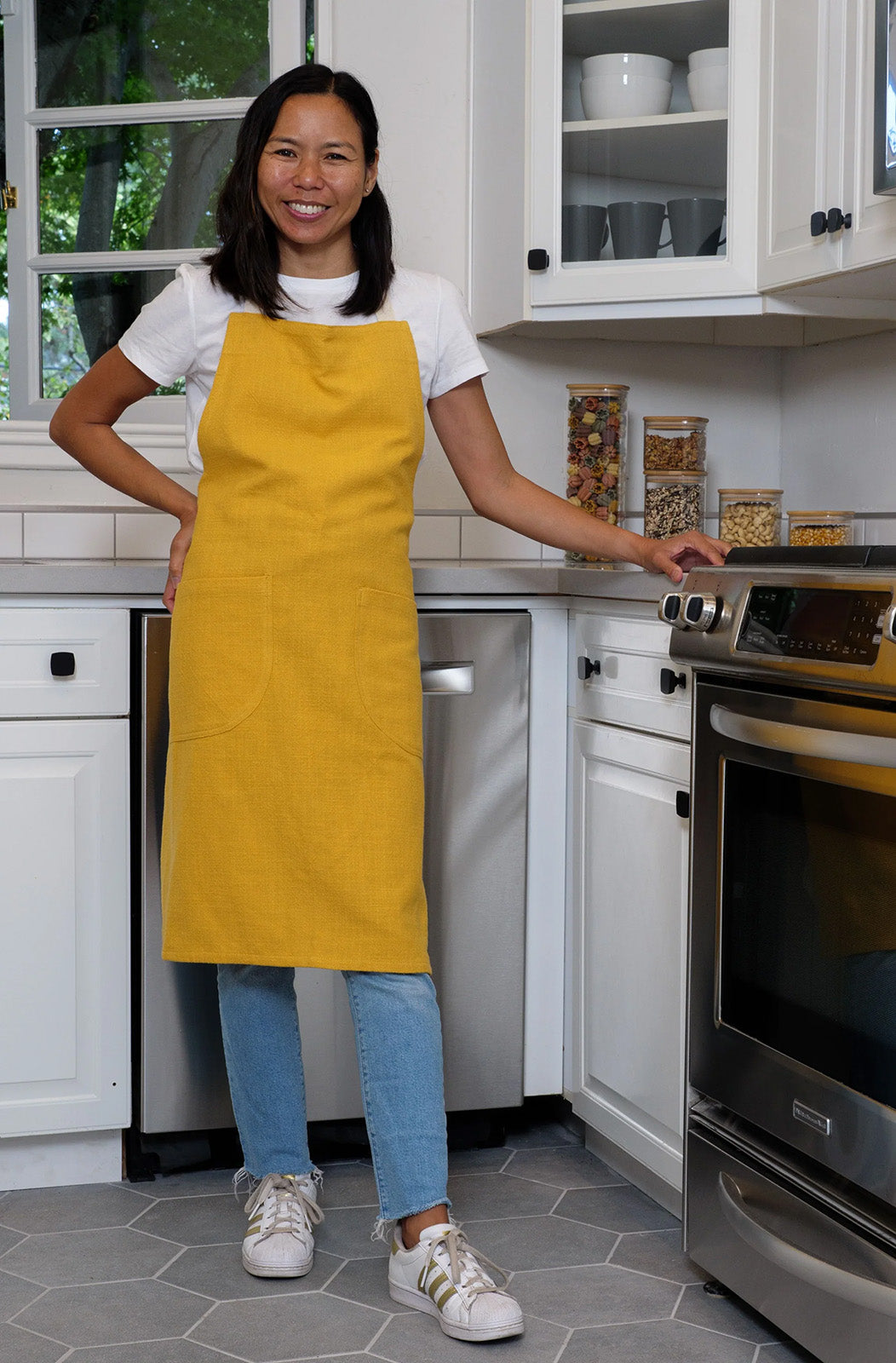 KAF Home Monaco Slubbed Yarn Apron, Ochre
