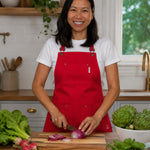 KAF Home Cat Cora Stain Proof Adjustable Chef's Apron, 28 x 36-Inch, Red