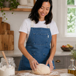 KAF Home Tailor Denim Chefs Apron, Blue with White Ties