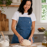 KAF Home Tailor Denim Chefs Apron, Blue with White Ties