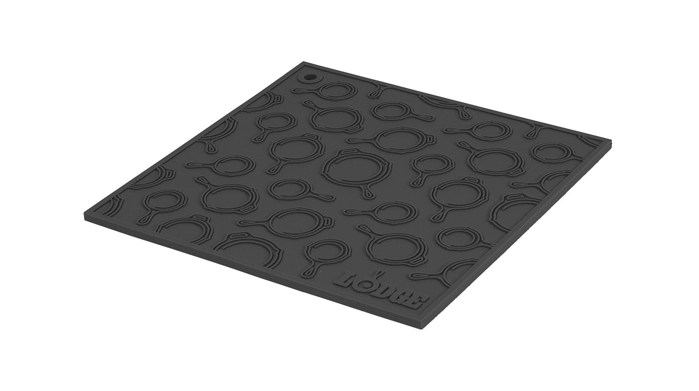 Lodge 7 Inch Square Silicone Skillet Pattern Trivet, Black