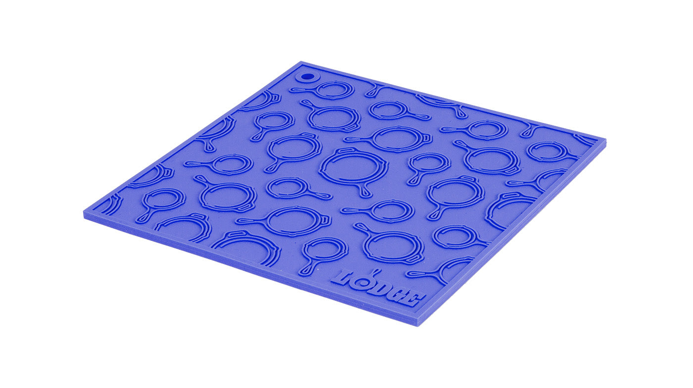 Lodge 7 Inch Square Silicone Skillet Pattern Trivet, Blue