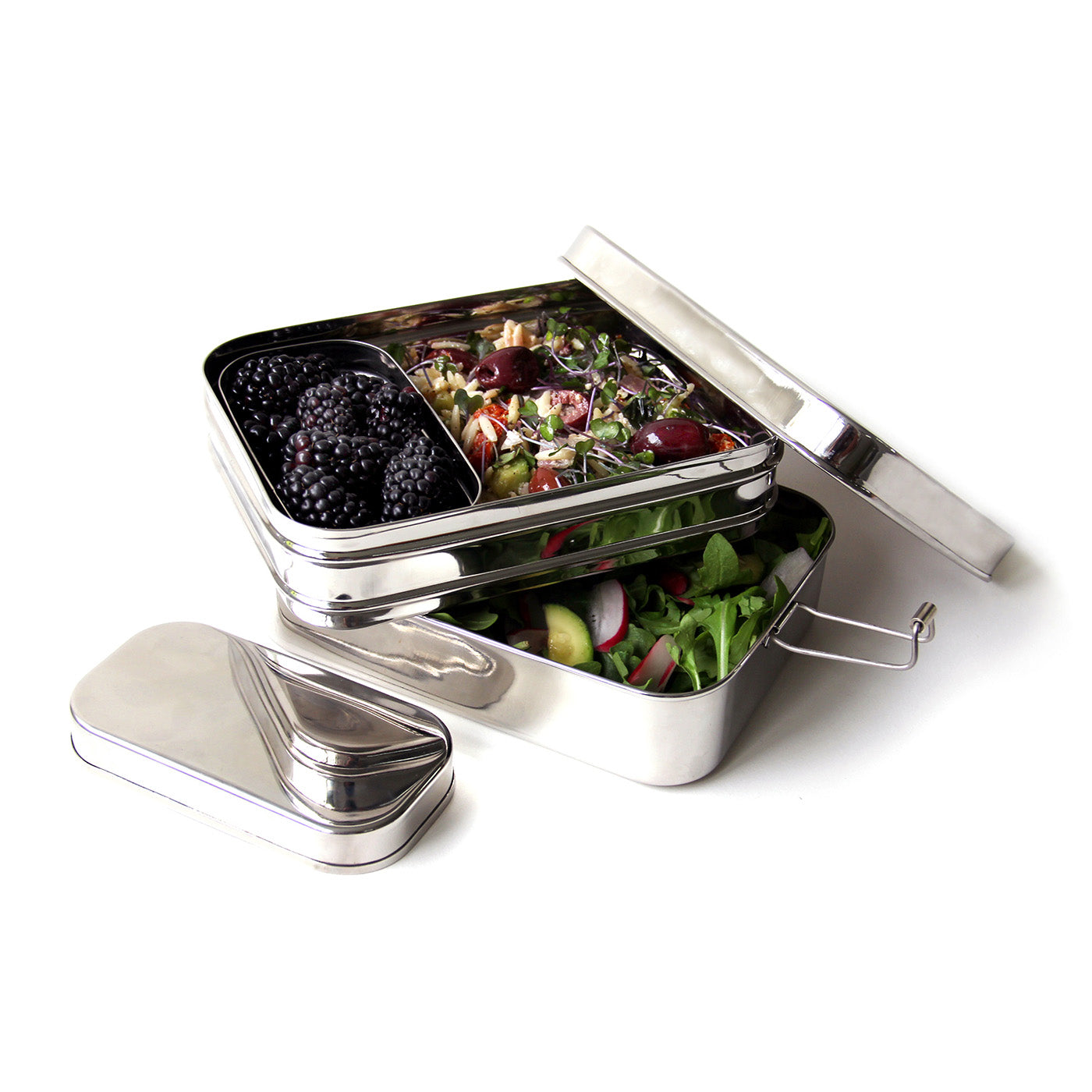 ECOlunchbox Three in One Giant Stainless Steel Food Container Set