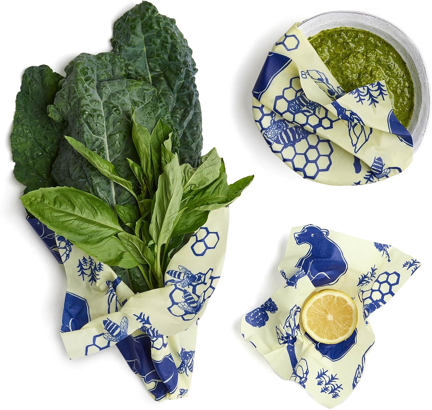 Bee's Wrap Reusable Beeswax Food Wraps, Assorted 3-Pack, Bees & Bears