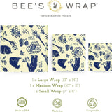 Bee's Wrap Reusable Beeswax Food Wraps, Assorted 3-Pack, Bees & Bears