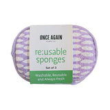 Once Again Home Co. RE:Usable Sponges, Beans Pattern, Set of 3, Lilac