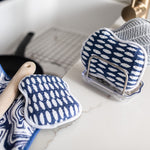 Once Again Home Co. RE:Usable Sponges, Beans Pattern, Set of 3, Navy Blue