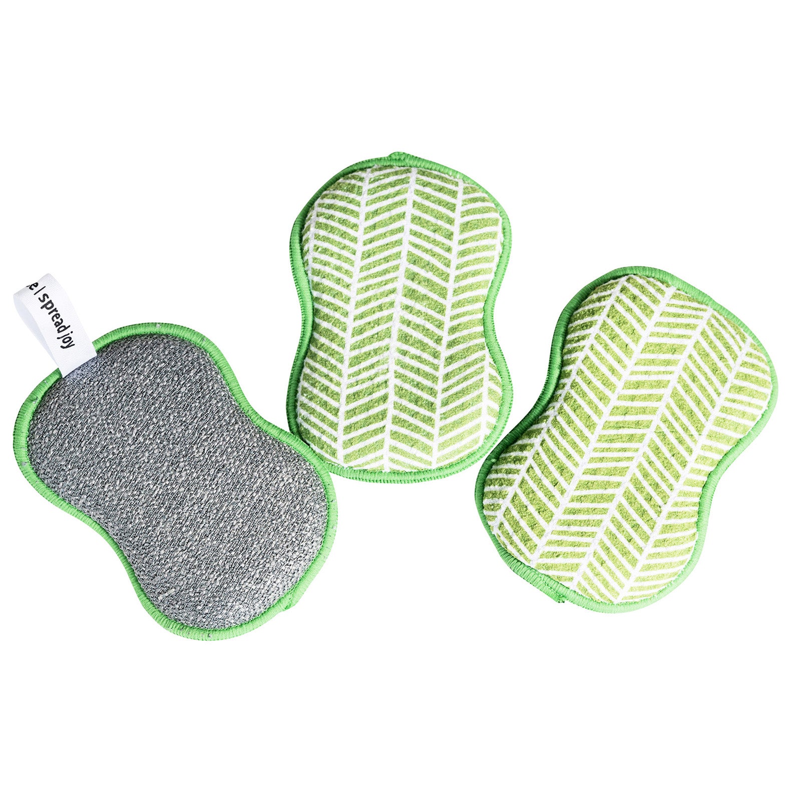 Once Again Home Co. RE:Usable Sponges, Branches Pattern, Set of 3, Green