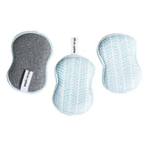 Once Again Home Co. RE:Usable Sponges, Branches Pattern, Set of 3, Turquoise