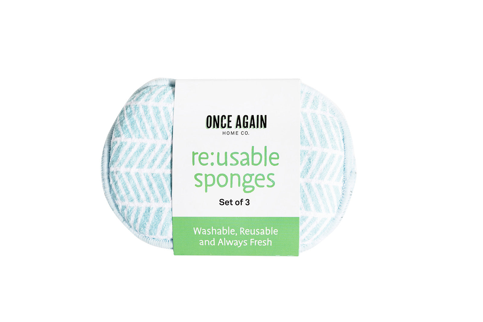 Once Again Home Co. RE:Usable Sponges, Branches Pattern, Set of 3, Turquoise