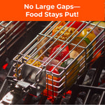 Braize 3-Piece Stainless Steel Kabob Grilling Basket Set with Removable Handle & Storage Bag