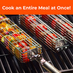 Braize 3-Piece Stainless Steel Kabob Grilling Basket Set with Removable Handle & Storage Bag