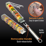 Braize Stainless Steel Kabob Grill Basket Set with Removable Handle, Set of 2