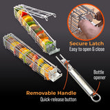 Braize Stainless Steel Kabob Grill Basket Set with Removable Handle, Set of 2