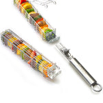 Braize Stainless Steel Kabob Grill Basket Set with Removable Handle, Set of 2
