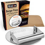 Braize Burger Press with Folding Handle, Heavy-Duty Stainless Steel Smash Burger Press for Griddles & Cast Iron
