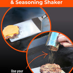 Braize Smash Burger Press Kit with Seasoning Shaker, Stainless Steel Burger Press, Wide Spatula