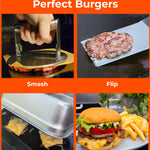 Braize Smash Burger Press Kit with Melting Dome, Stainless Steel Burger Press, Wide Spatula, Melting/Basting