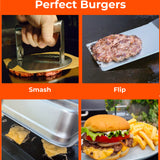 Braize Smash Burger Press Kit with Melting Dome, Stainless Steel Burger Press, Wide Spatula, Melting/Basting