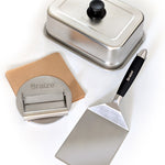 Braize Smash Burger Press Kit with Melting Dome, Stainless Steel Burger Press, Wide Spatula, Melting/Basting