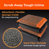 Braize Steel Scrubbing Sponges, 4 Pack, Woven Steel-Fiber Scrubbers for Grills, Cast Iron, Cookware & Stovetops