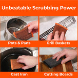 Braize Steel Scrubbing Sponges, 4 Pack, Woven Steel-Fiber Scrubbers for Grills, Cast Iron, Cookware & Stovetops