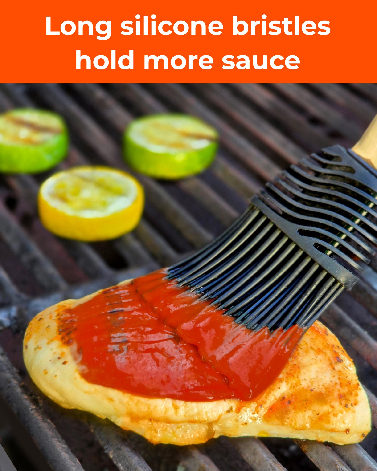 Braize BBQ Basting Mop, Silicone Sauce Mop with Removable Head & Rubber Handle for Grilling, Smoking & Barbecue