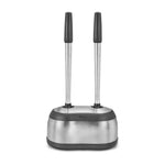 Polder Stainless-Steel Dual Bath Caddy with Toilet Brush and Plunger, Black